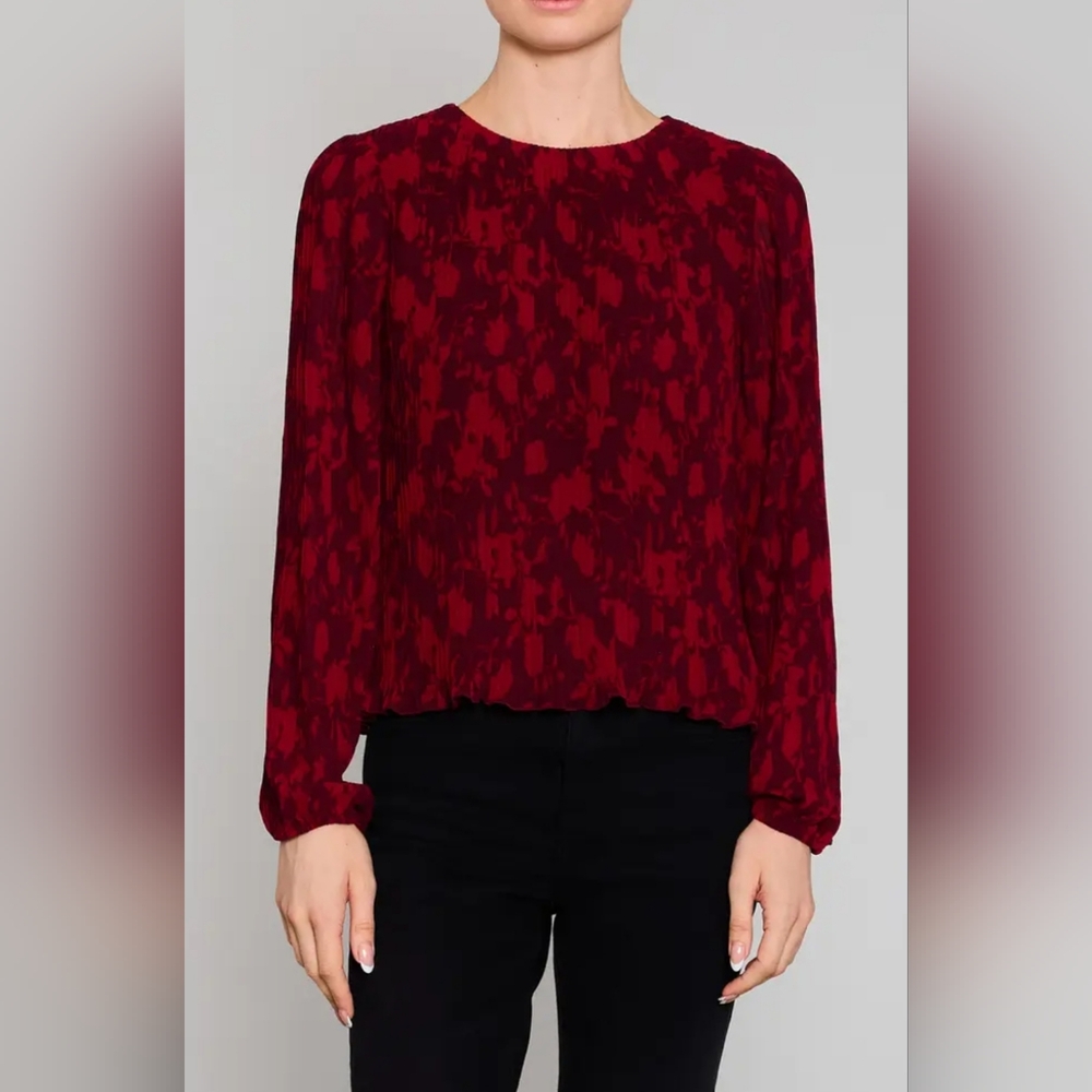 (1770) MELLODAY Plisse Long Sleeve, Size S